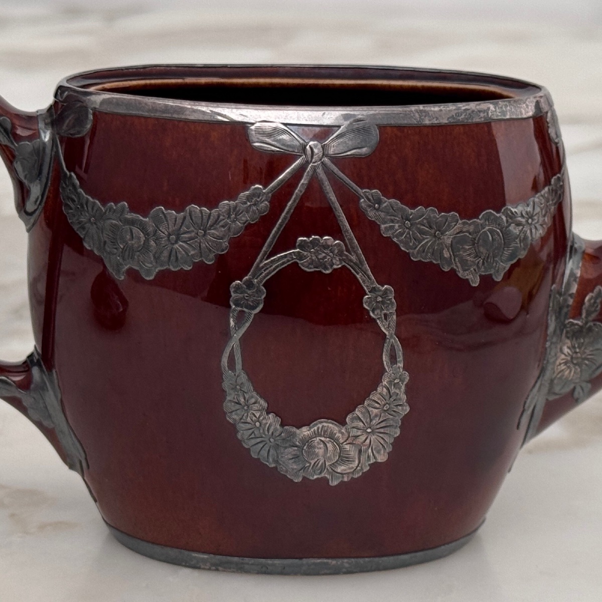 Théière anglaise Lenox Art Nouveau monture en métal -photo-5