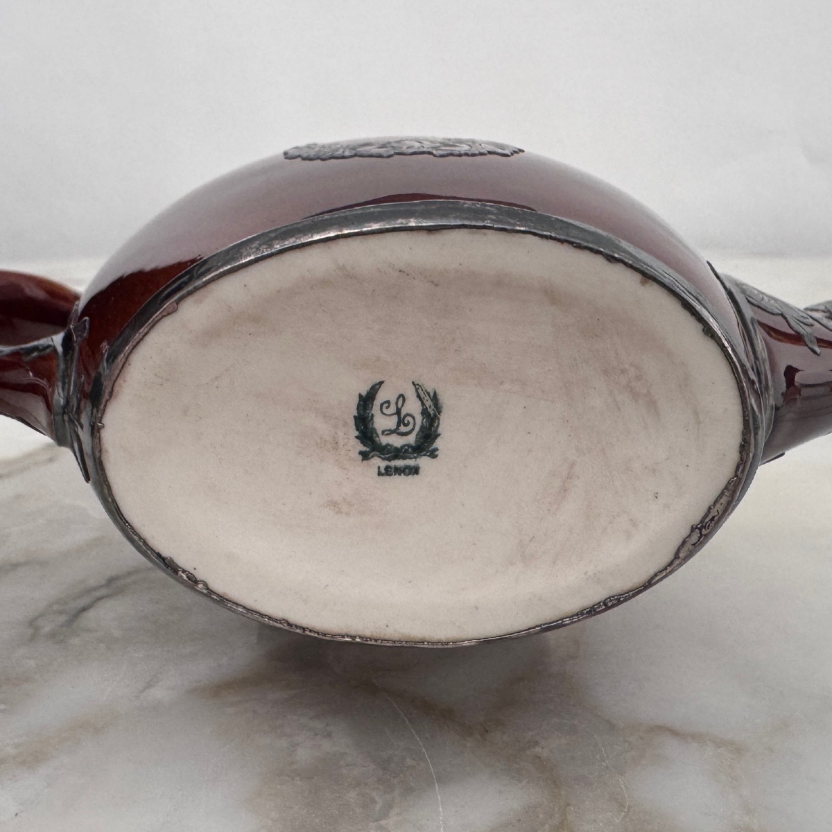 Théière anglaise Lenox Art Nouveau monture en métal -photo-8