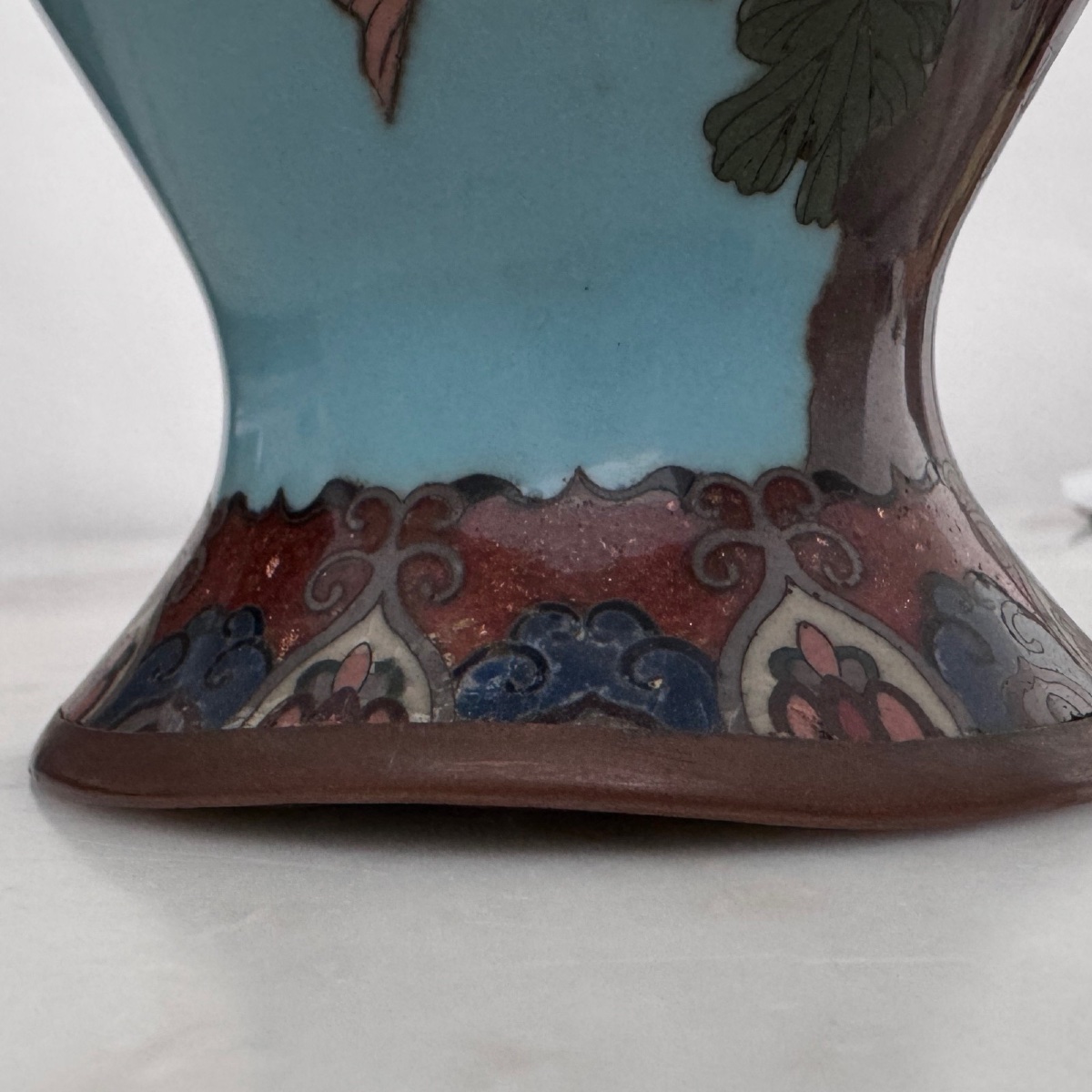 Vase cloisonné Japon XIXe décor d'oiseaux sur une branche -photo-6
