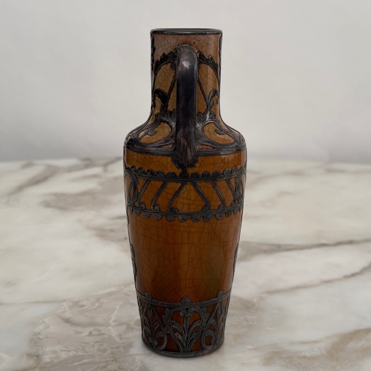 Crackle-glazed Earthenware Vase, Circa 1900, Art Nouveau Movement, Noodle -photo-1