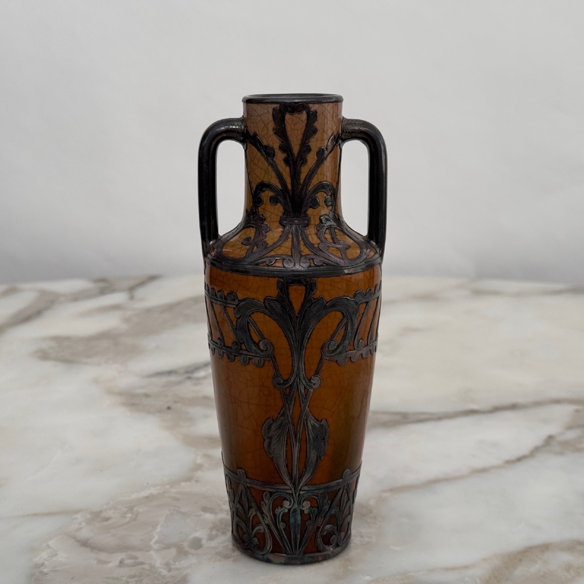 Crackle-glazed Earthenware Vase, Circa 1900, Art Nouveau Movement, Noodle 