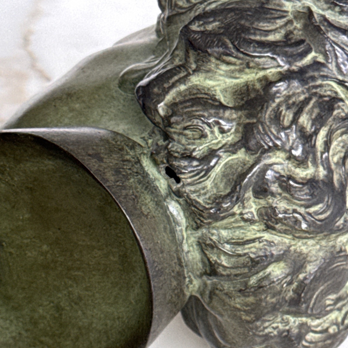 Art Deco Bronze Sculpture From 1930 Depicting Beethoven, Green Patina, Marble Base -photo-6