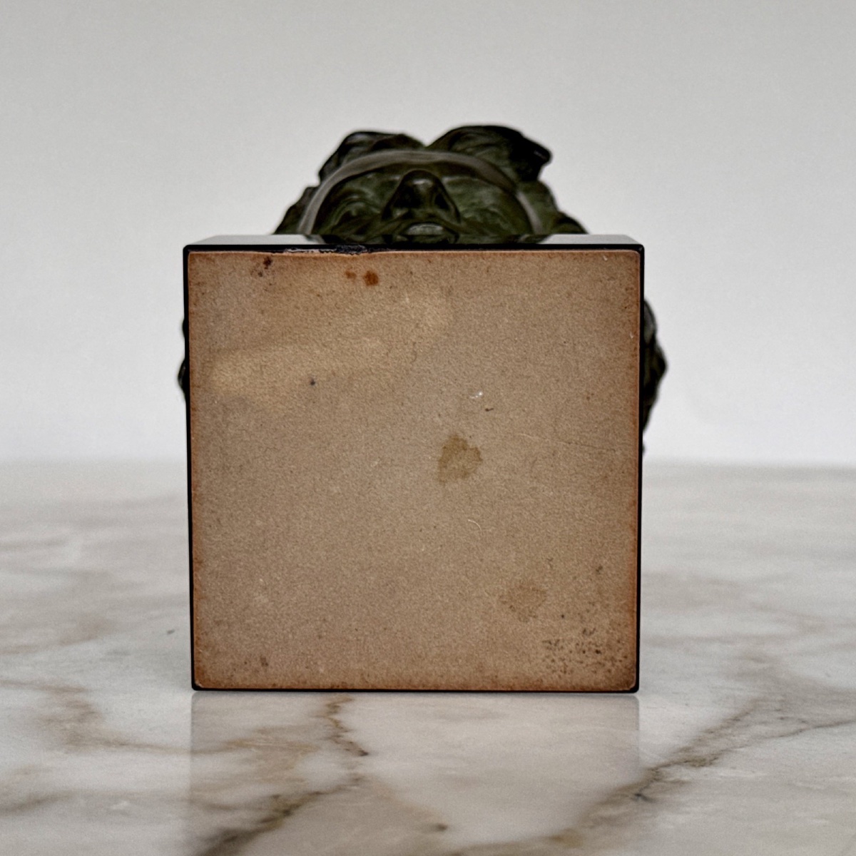 Art Deco Bronze Sculpture From 1930 Depicting Beethoven, Green Patina, Marble Base -photo-7