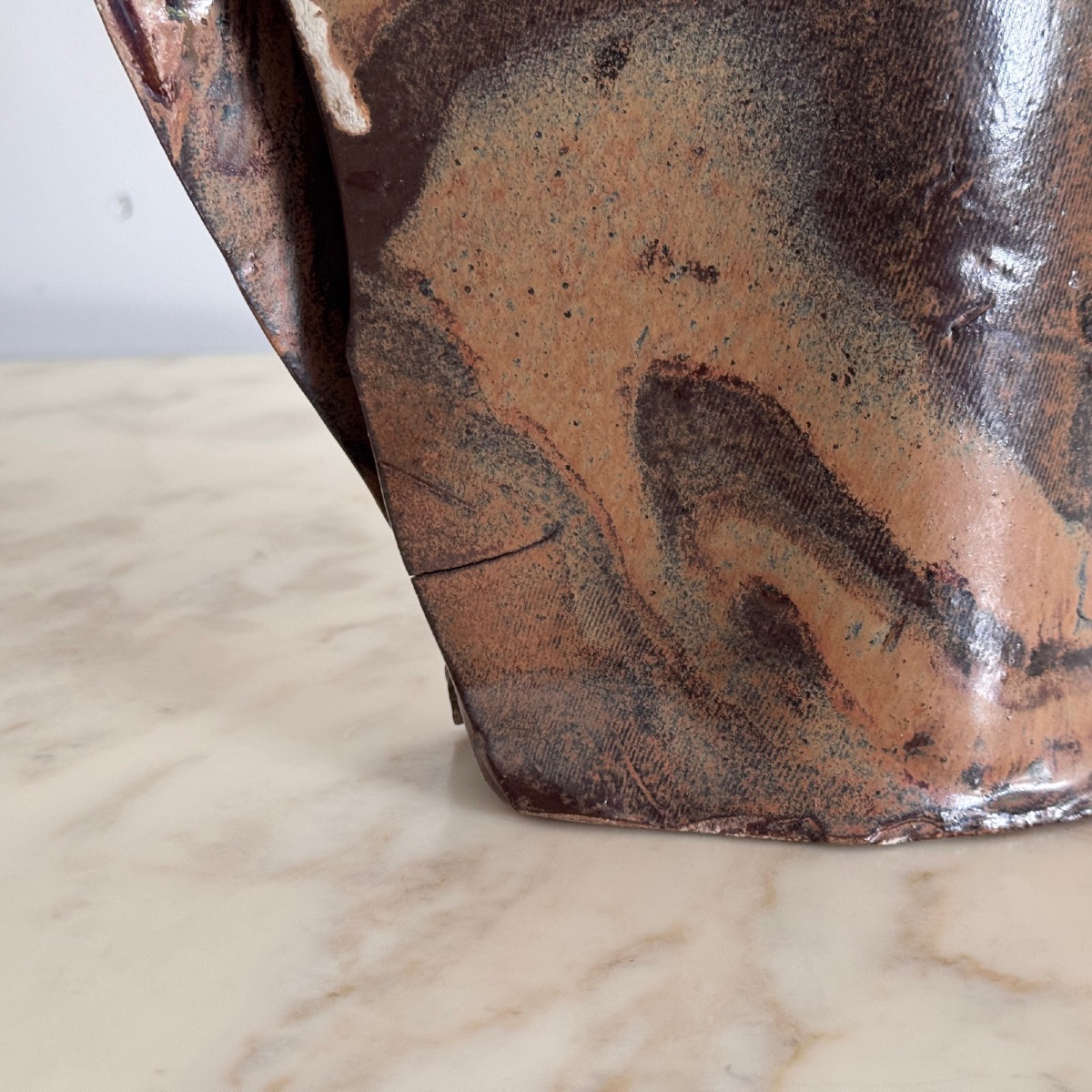 Vase en grès flammé décor de feuillage vers 1970 -photo-4