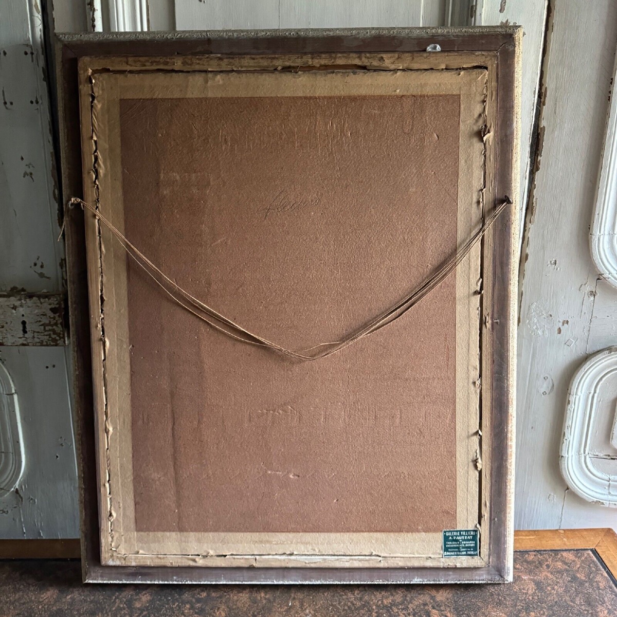 Aquarelle papier nature morte bouquet de fleurs vase jaune XXe Devilliers-photo-2