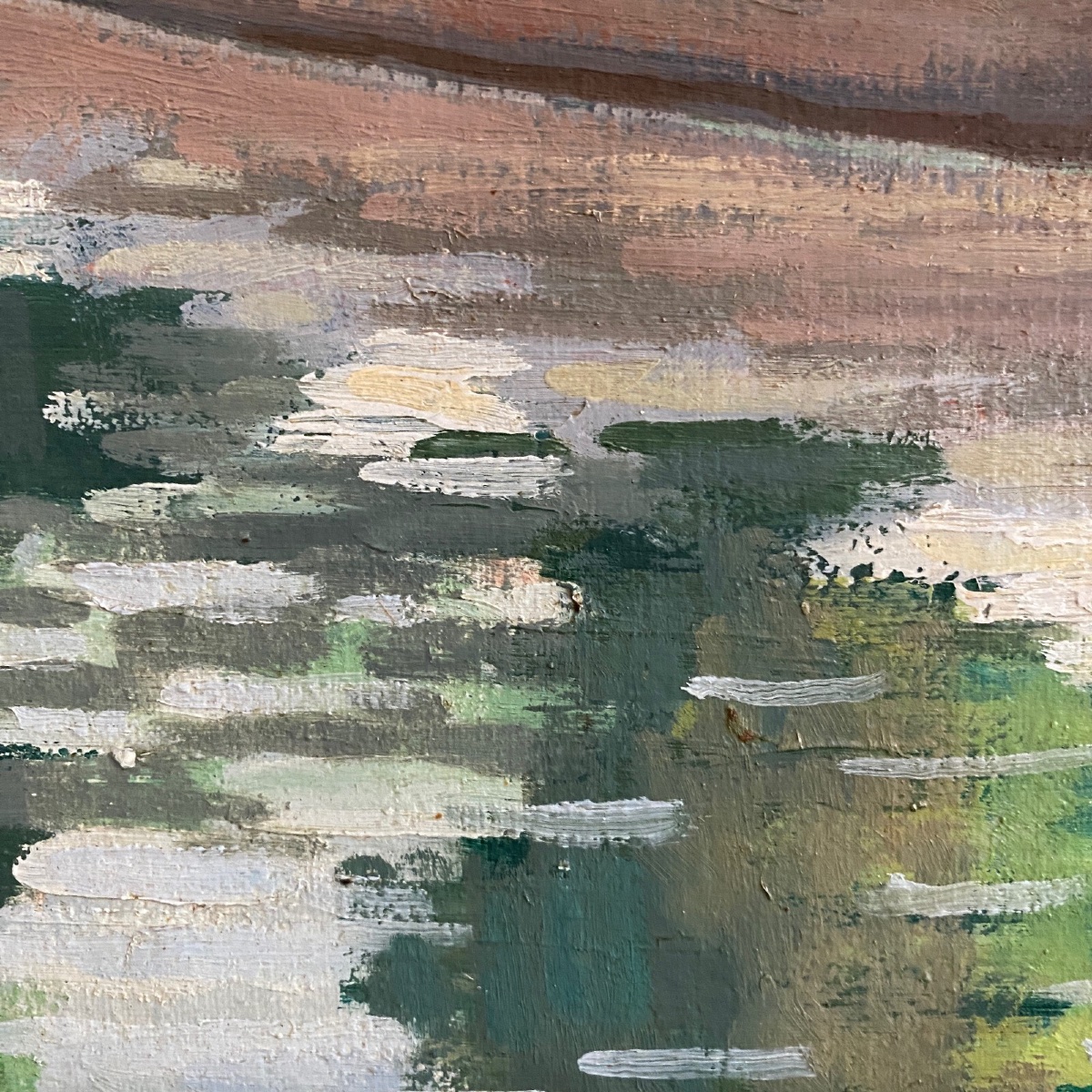 Huile sur toile XXe péniche sur les bords de l'Erdre Nantes -photo-4