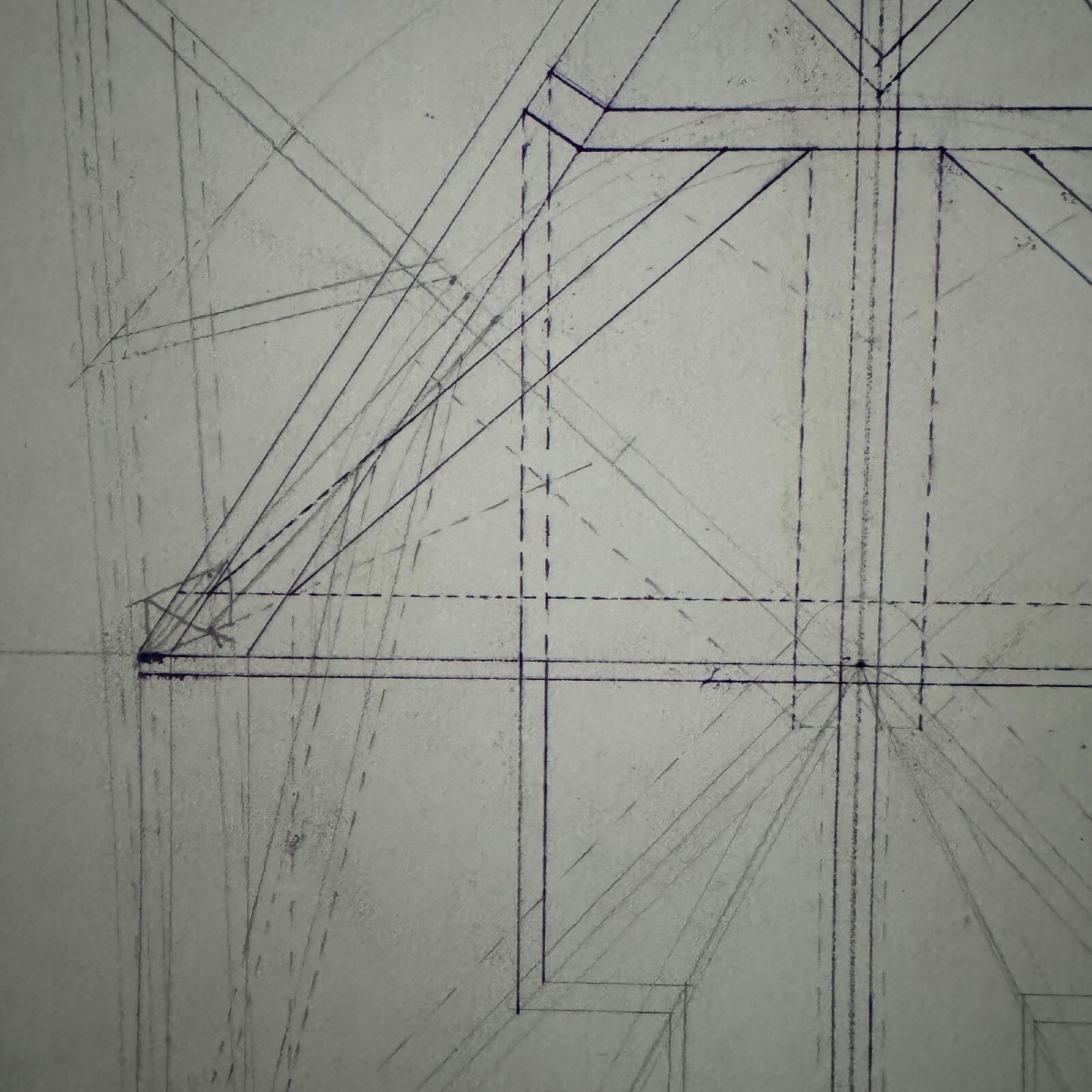 Dessin ou épure de charpentier Compagnon du Devoir XIXe-photo-3
