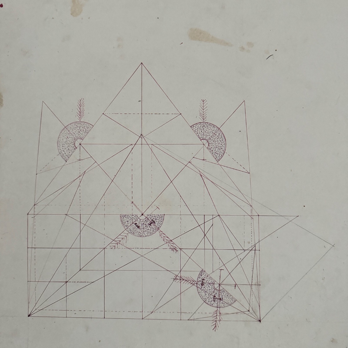 Dessin ou épure de charpentier Compagnon du Devoir XIXe-photo-3