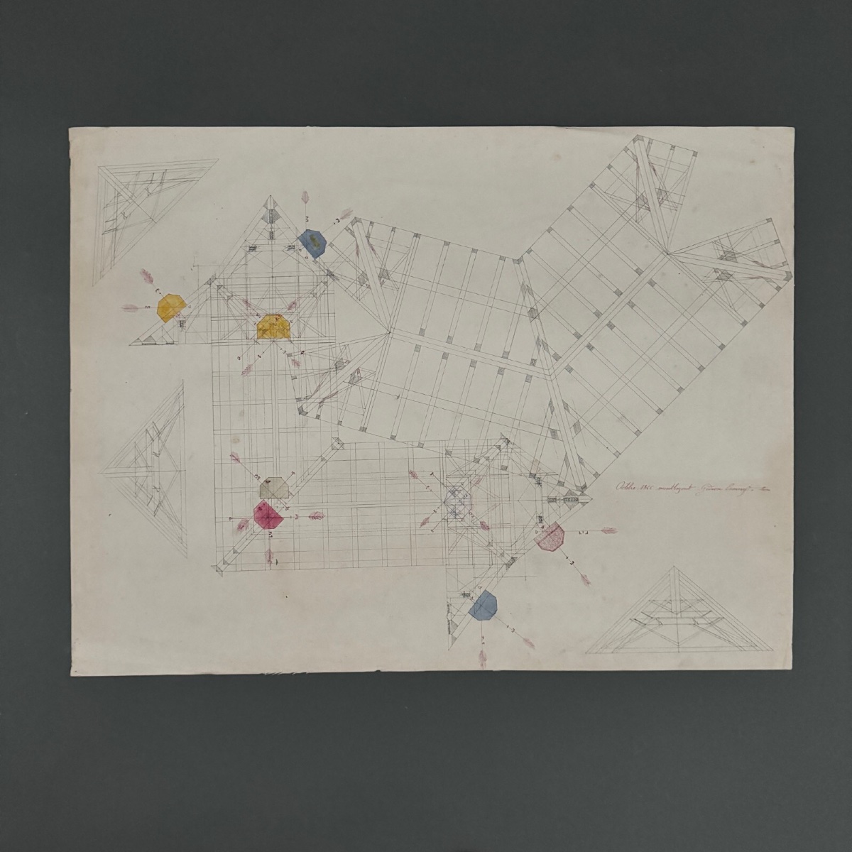 Drawing Or Blueprint Of A 19th-century Compagnon Du Devoir Carpenter.-photo-3