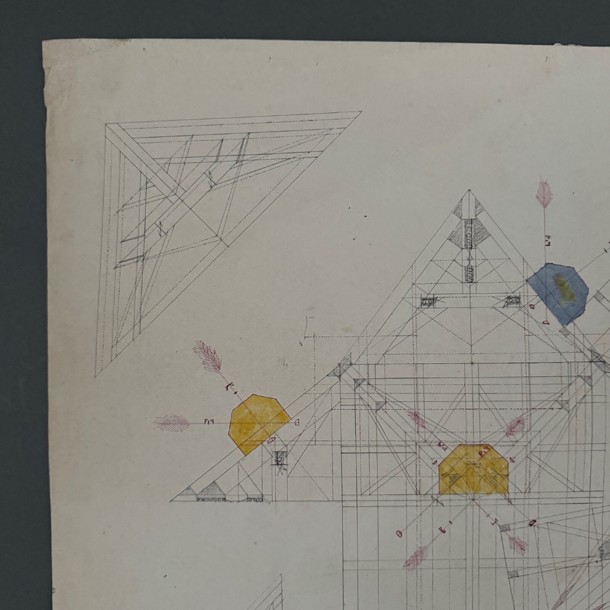 Drawing Or Blueprint Of A 19th-century Compagnon Du Devoir Carpenter.-photo-4