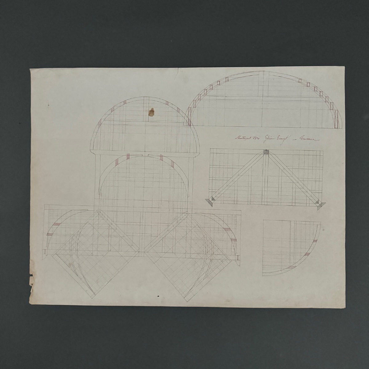 Drawing Or Blueprint Of A 19th-century Compagnon Du Devoir Carpenter.-photo-2