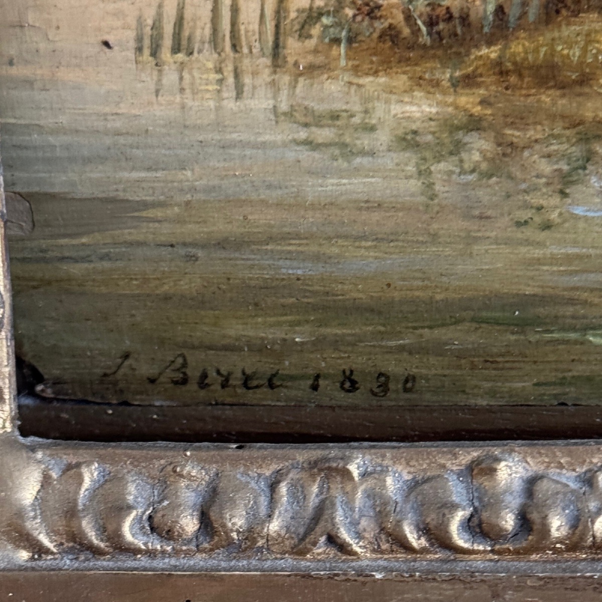 Huile sur panneau vaches s'abreuvant par Jean-Baptiste Berré 1830-photo-1