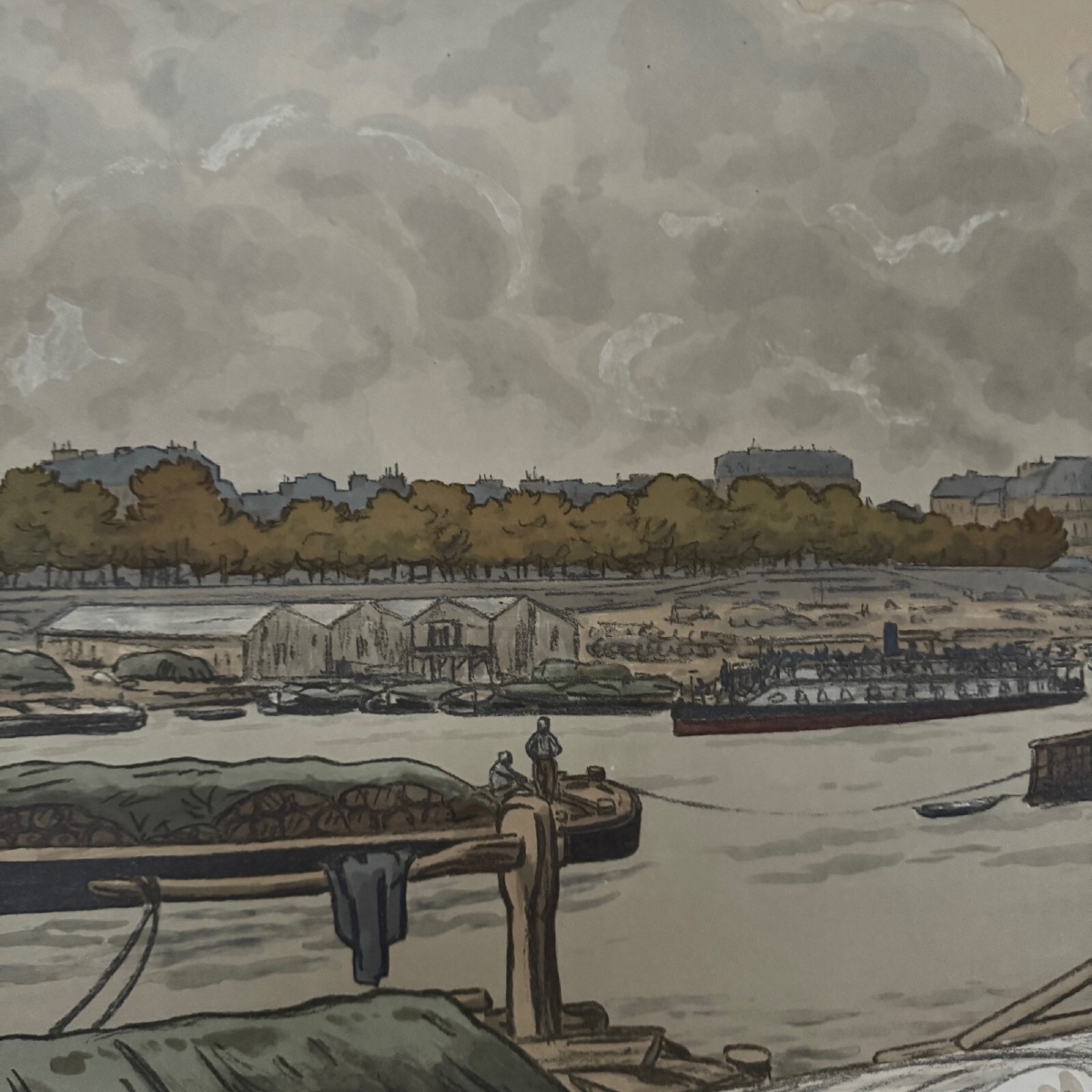 Lithograph By Henri Rivière, Parisian Landscapes - The Quai d'Austerlitz-photo-2