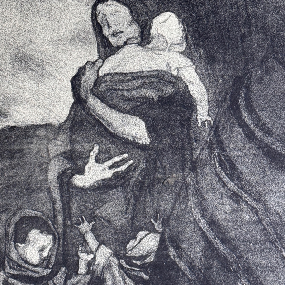 Gravure contresignée Les Mères Serbes vers l'exil par Daniel Vazquez Diaz-photo-3