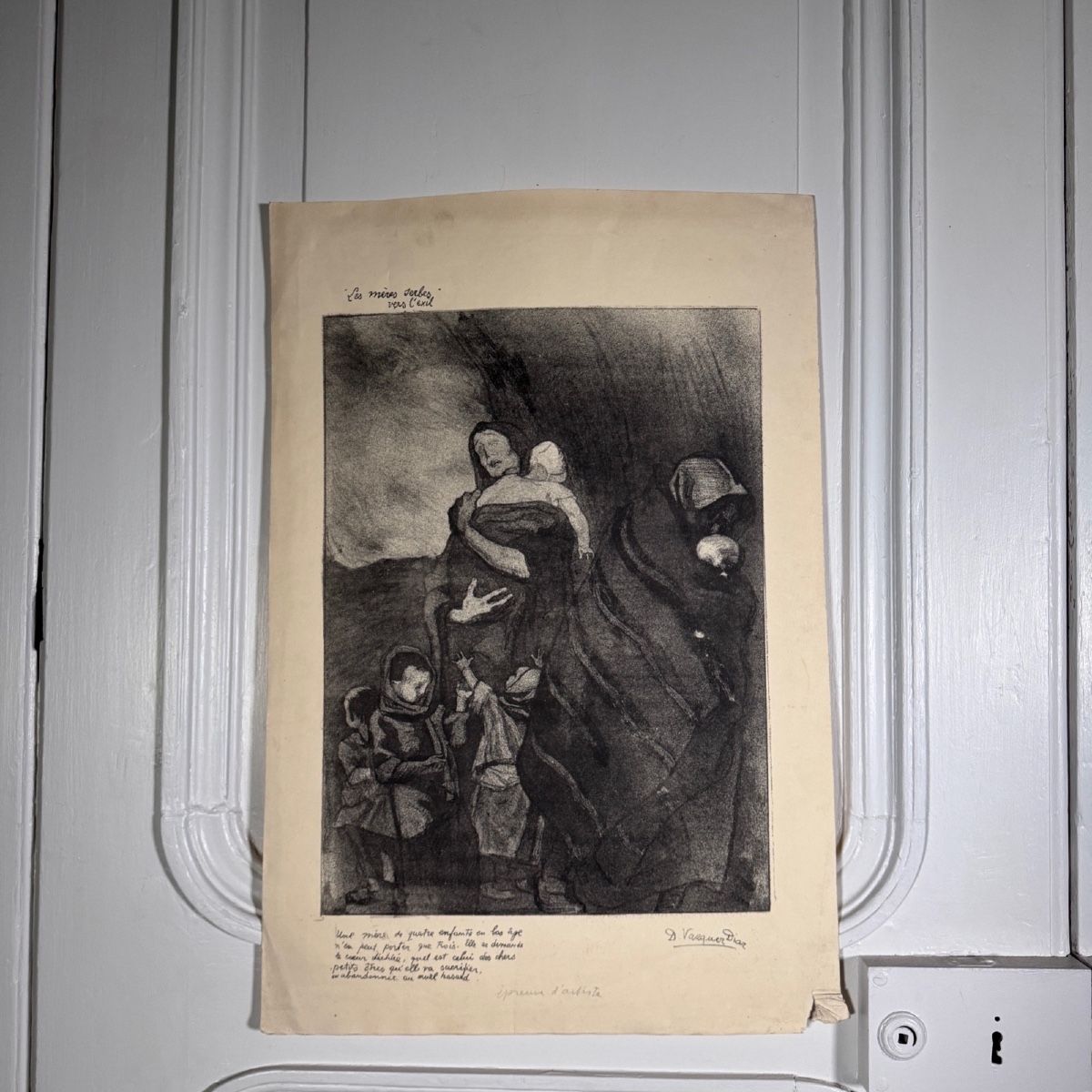 Gravure contresignée Les Mères Serbes vers l'exil par Daniel Vazquez Diaz