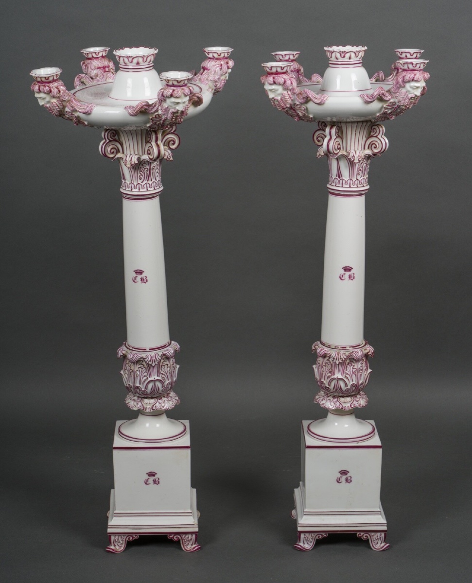 Pair Of Jacob Petit Rihouet 5-light Candelabra With Caryatid Decoration, 19th Century-photo-2