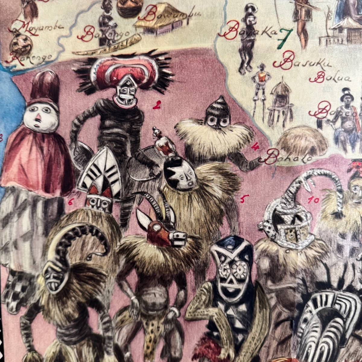 Affiche coloniale grande carte illustrée Congo belge Ruanda-Urundi 1930-photo-2