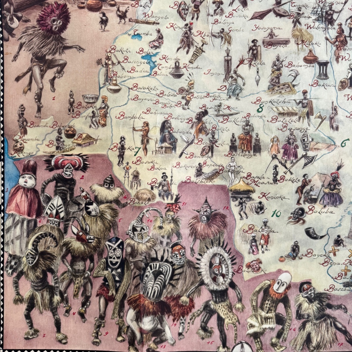 Affiche coloniale grande carte illustrée Congo belge Ruanda-Urundi 1930-photo-4