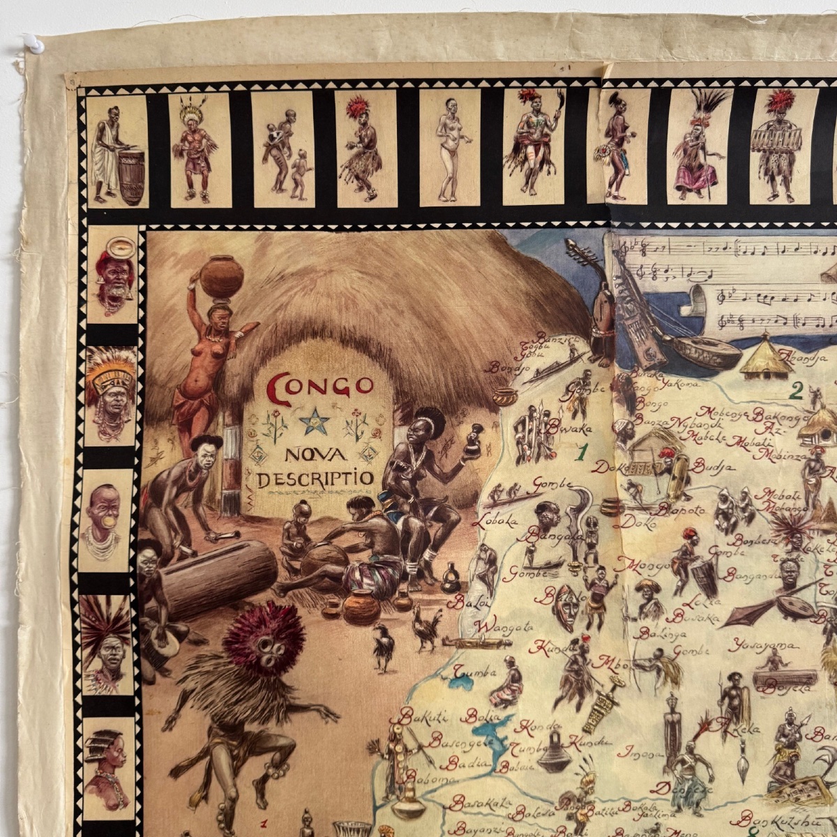 Affiche coloniale grande carte illustrée Congo belge Ruanda-Urundi 1930-photo-5