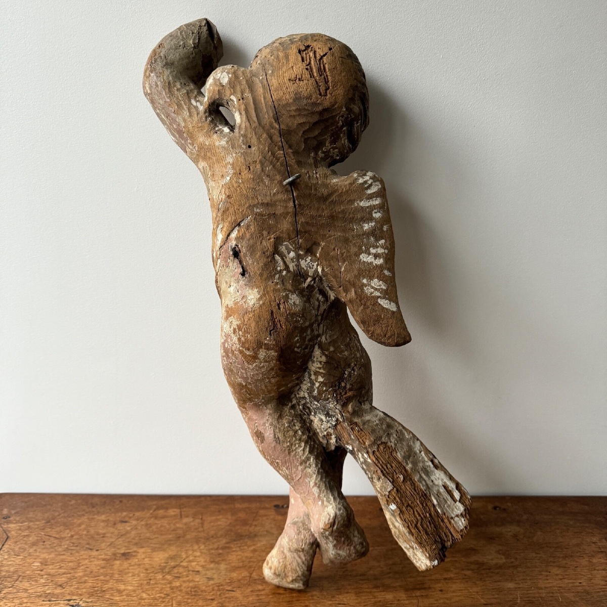 Angelot en bois sculpté polychrome XVIIe-photo-3