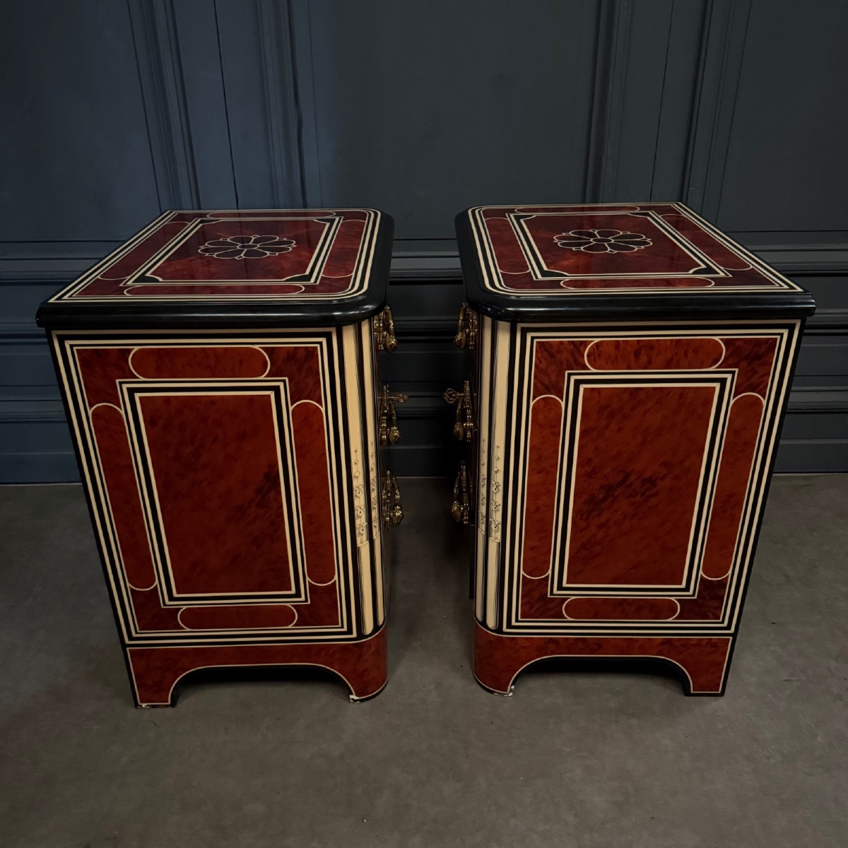 Pair Of Jansen Chests Of Drawers, Circa 1960, With Bronze Handles-photo-2