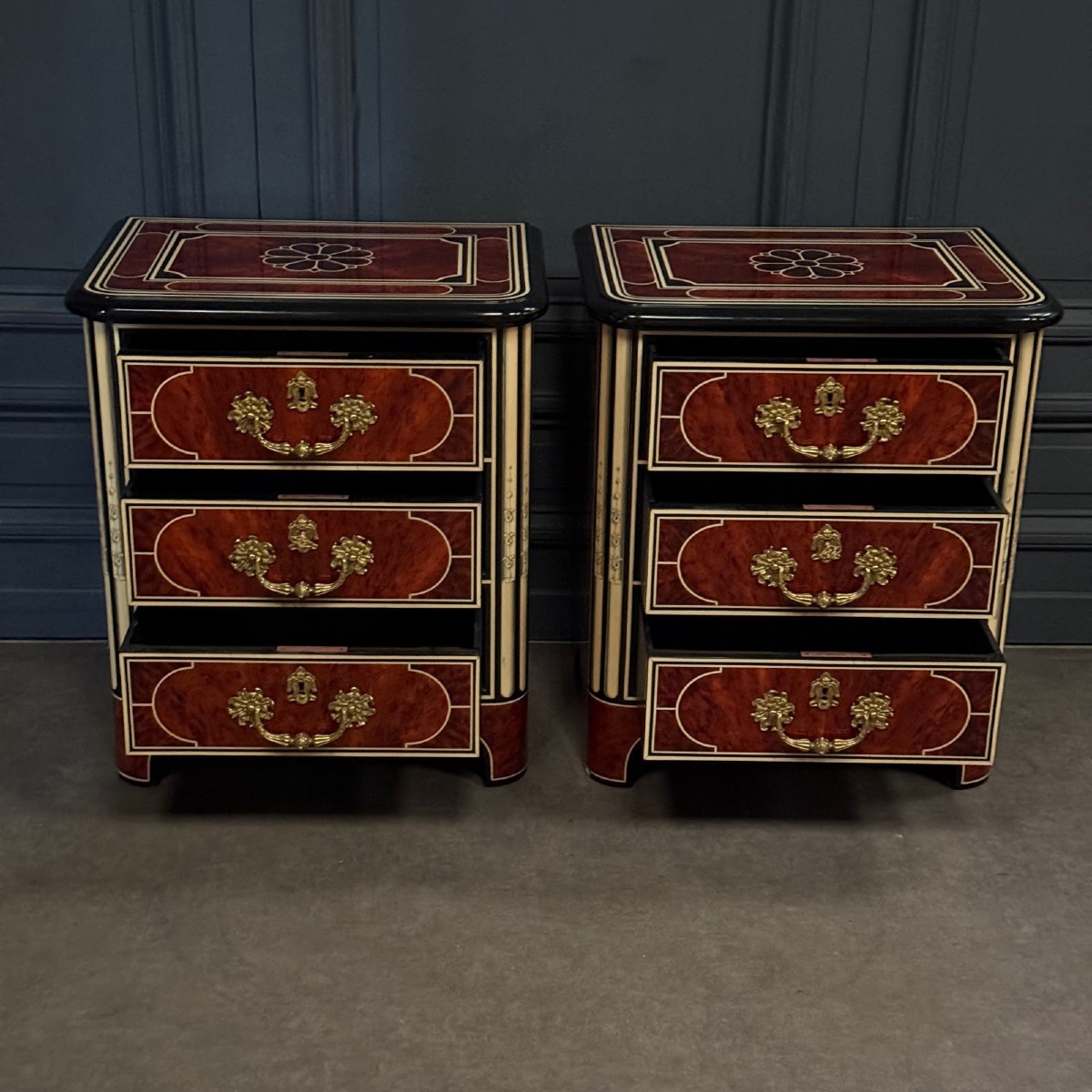 Pair Of Jansen Chests Of Drawers, Circa 1960, With Bronze Handles-photo-6