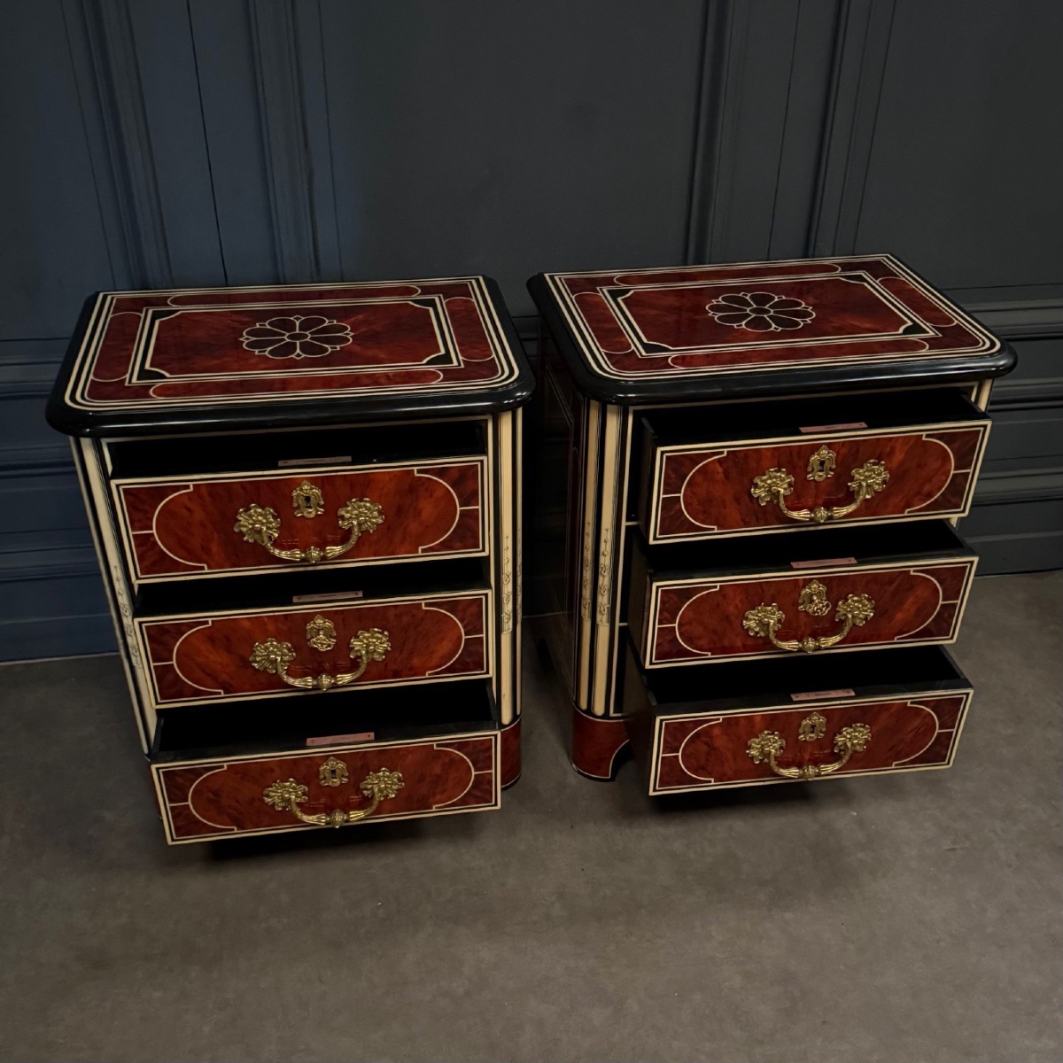 Pair Of Jansen Chests Of Drawers, Circa 1960, With Bronze Handles-photo-8