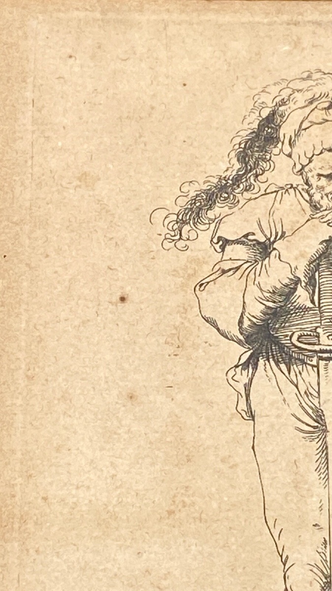 Salvator Rosa Engraving 1673 Numbered 53 Warrior Soldier Standing Sword-photo-4