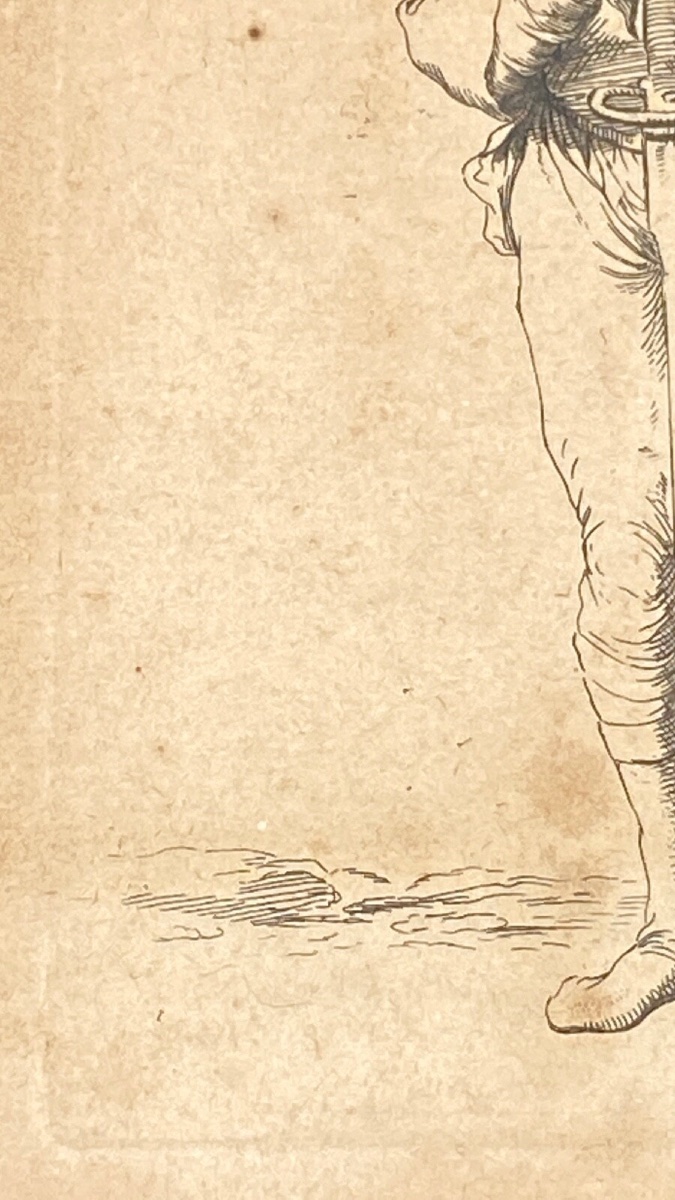 Salvator Rosa Engraving 1673 Numbered 53 Warrior Soldier Standing Sword-photo-5