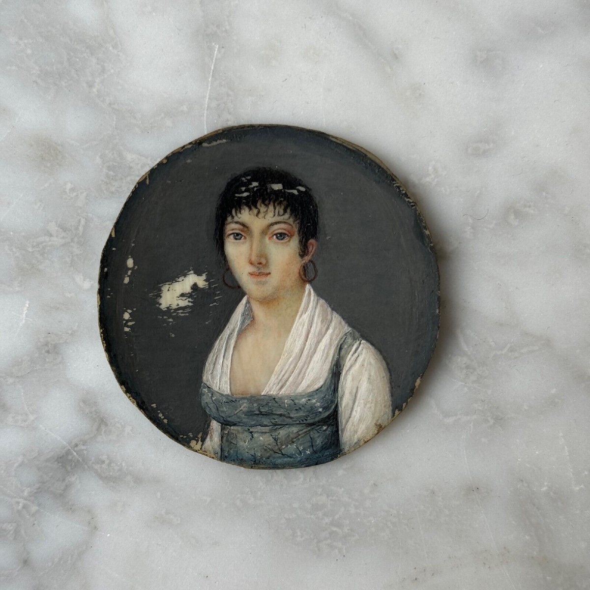 Miniature From The First Half Of The 19th Century Depicting An Elegant Woman