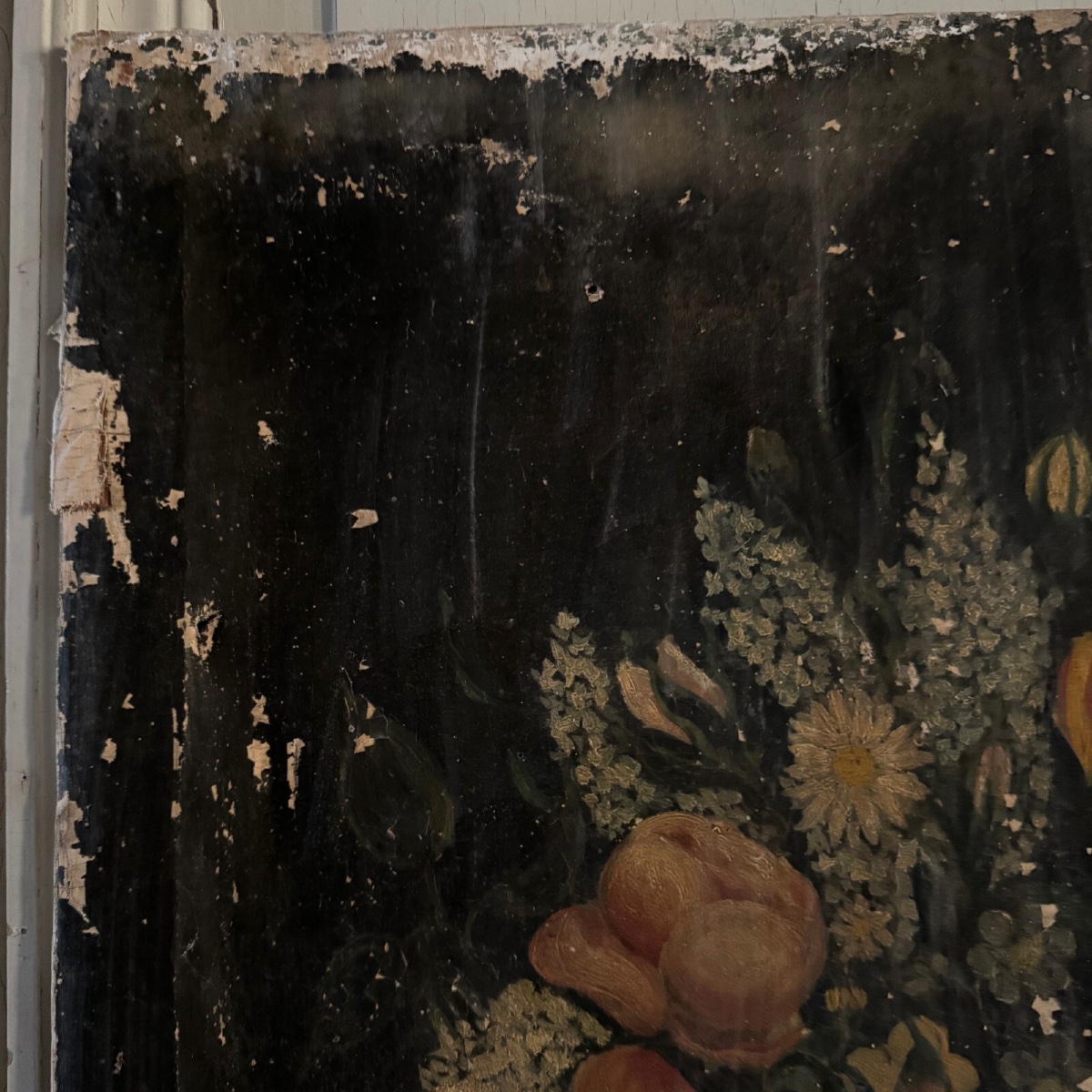 Oil On Canvas Still Life Bouquet Of Flowers Early 19th Century 1880-photo-3