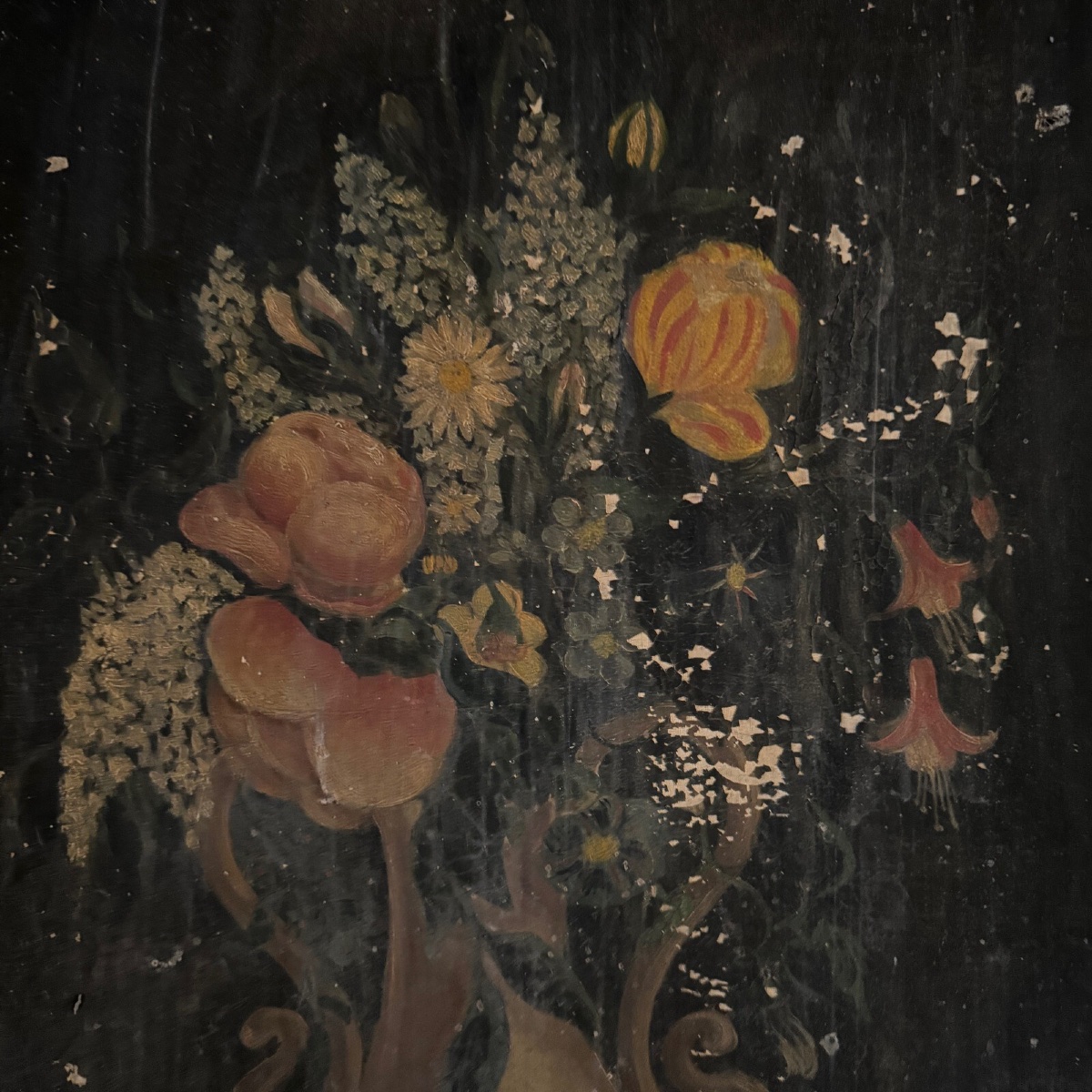 Oil On Canvas Still Life Bouquet Of Flowers Early 19th Century 1880-photo-4