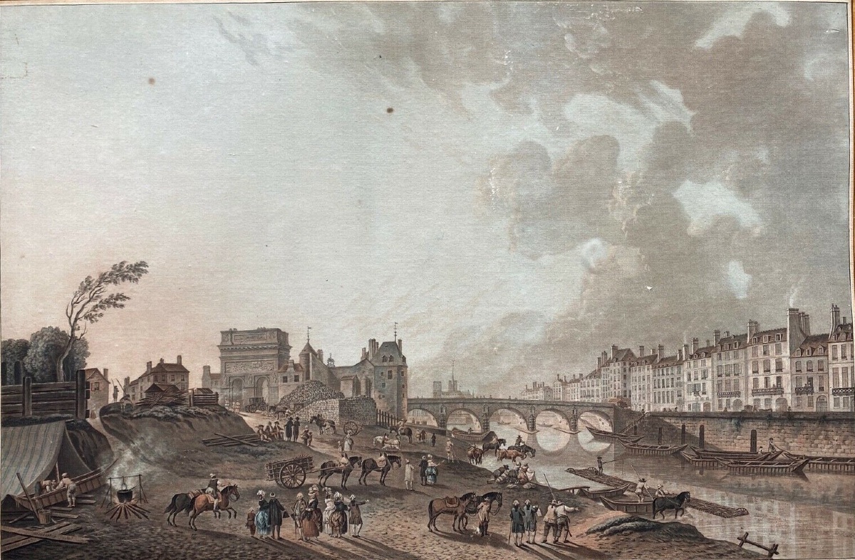 Gravure Demachy Descourtis porte Saint-Bernard quai de La Tournelle Paris -photo-2