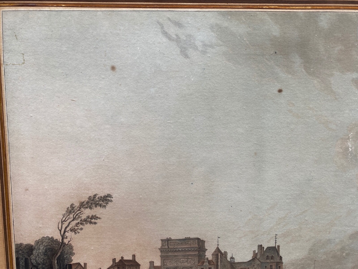 Gravure Demachy Descourtis porte Saint-Bernard quai de La Tournelle Paris -photo-3