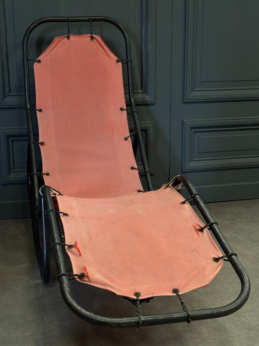Barwa Chaise Longue In Metal And Fabric By Bartolucci And Waldheim 1960-photo-6