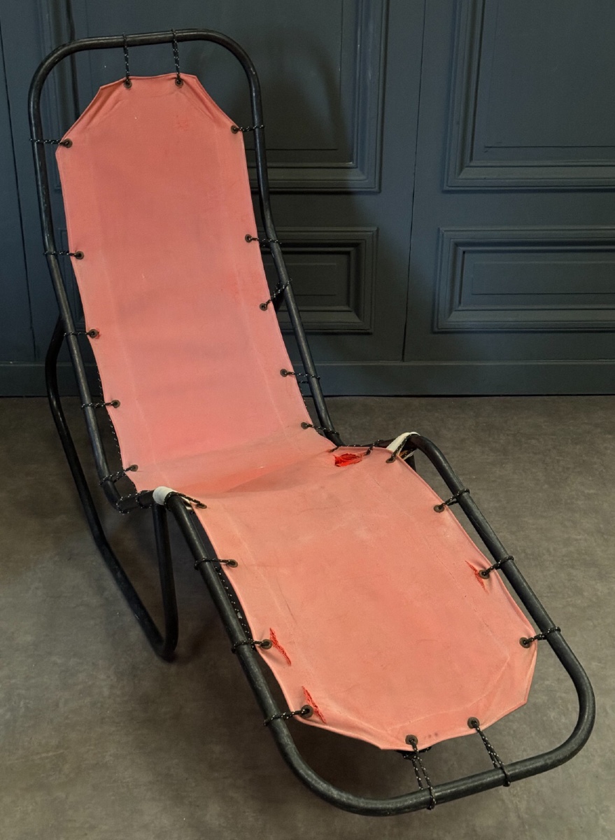 Barwa Chaise Longue In Metal And Fabric By Bartolucci And Waldheim 1960