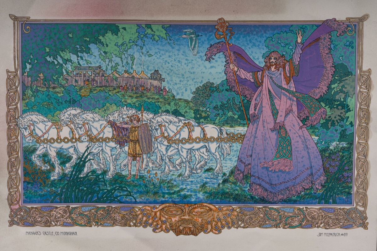 Dessin sur papier par Jim Fitzpatrick 1989 surréalisme médiéval -photo-2