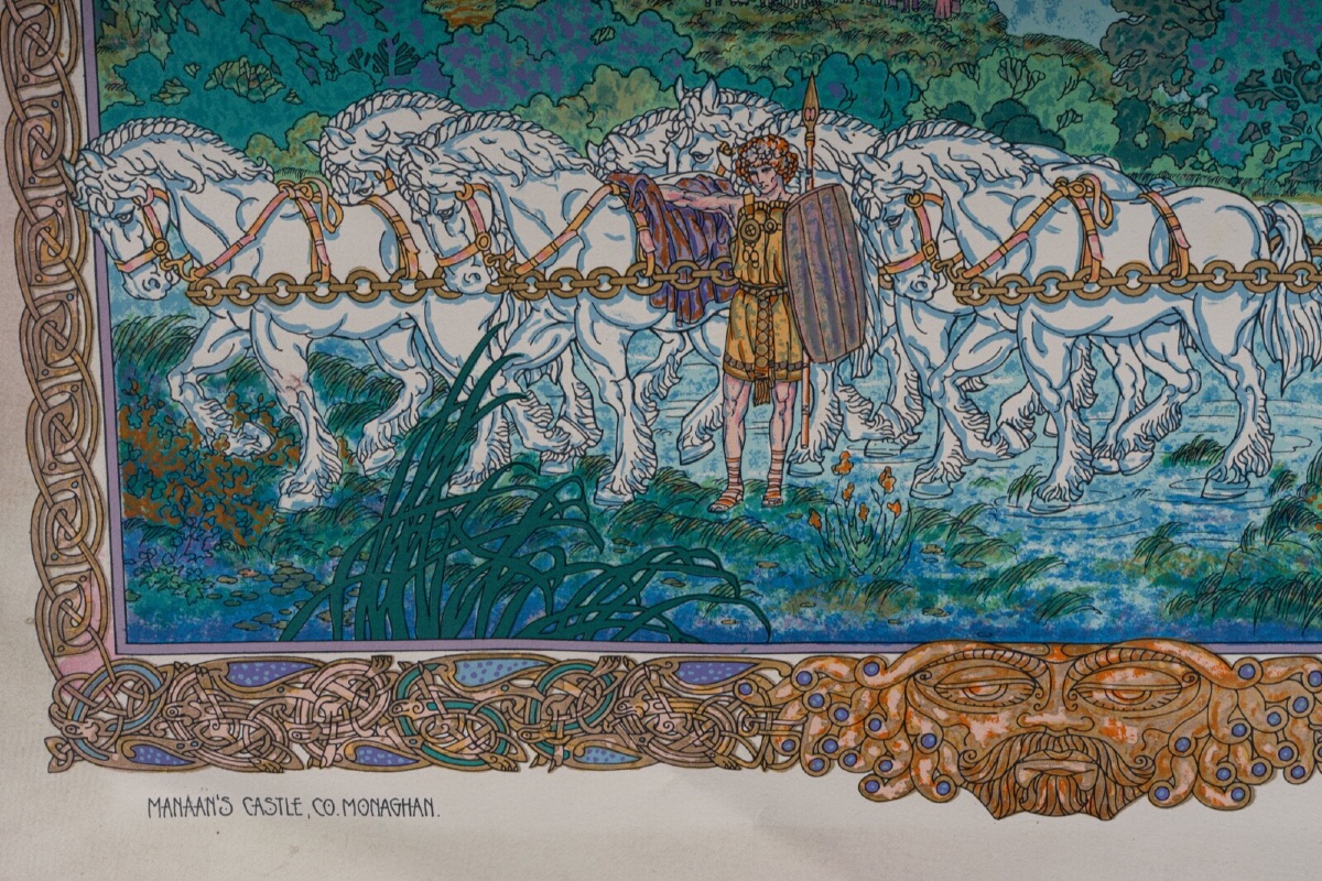 Dessin sur papier par Jim Fitzpatrick 1989 surréalisme médiéval -photo-2