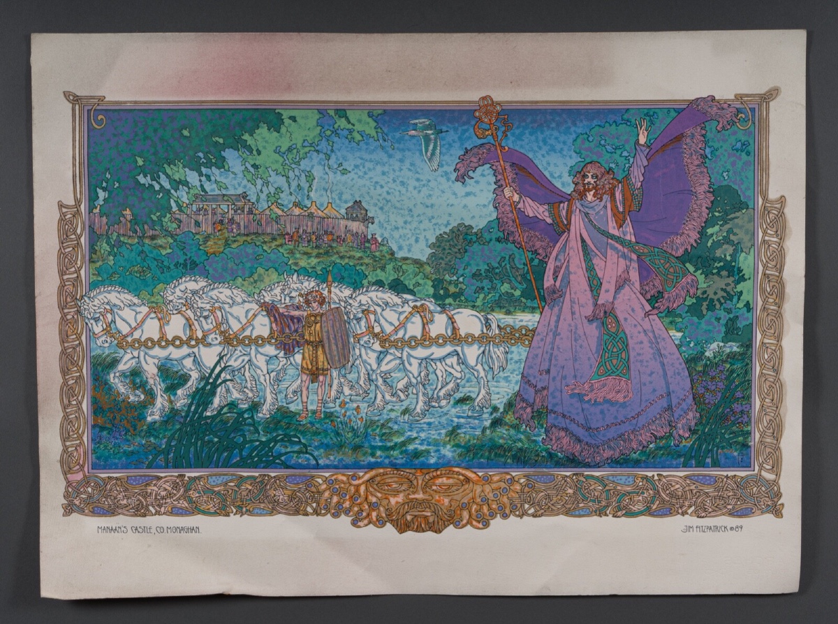 Dessin sur papier par Jim Fitzpatrick 1989 surréalisme médiéval 