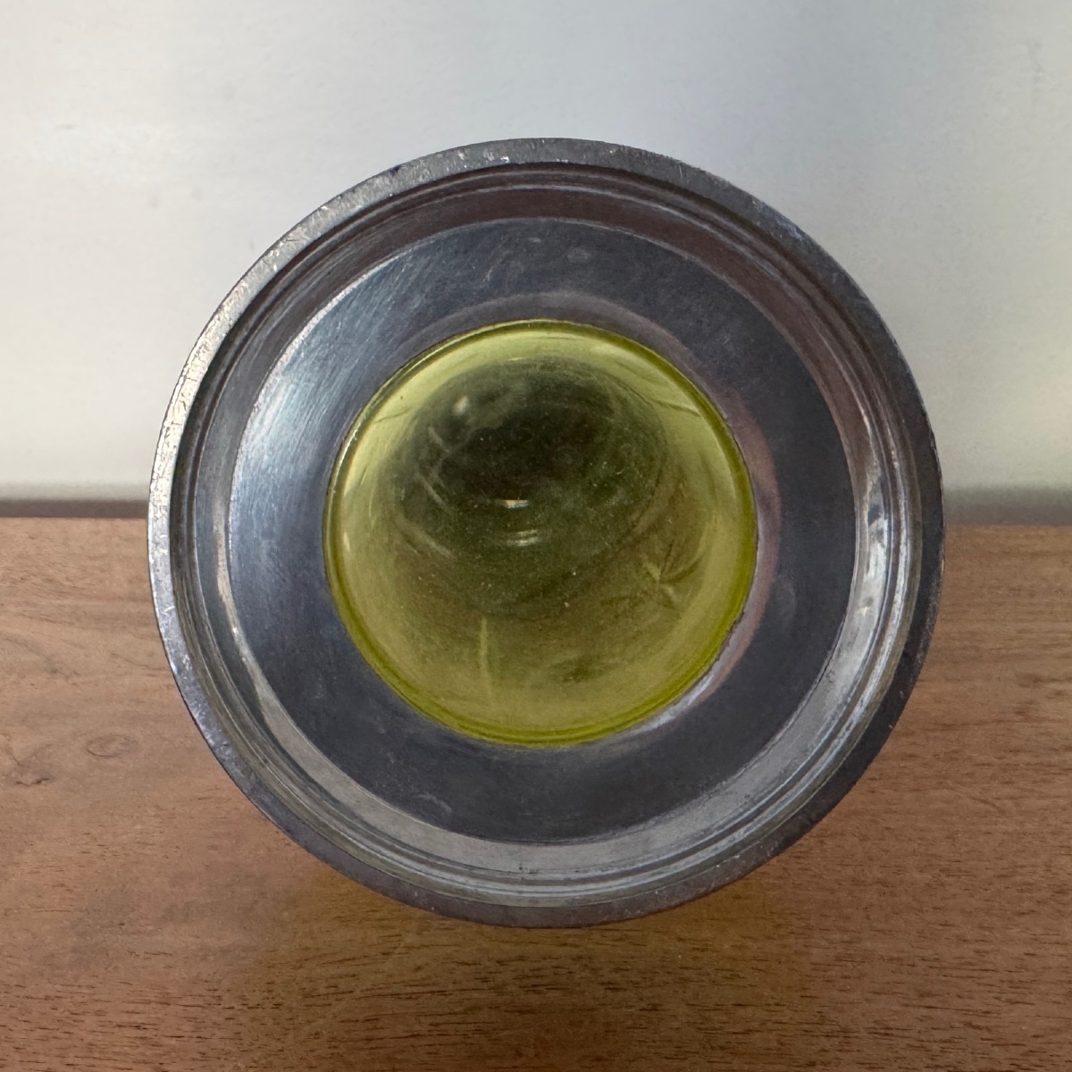 Late 19th Century Pewter And Crystal Decanter With Green Base-photo-7