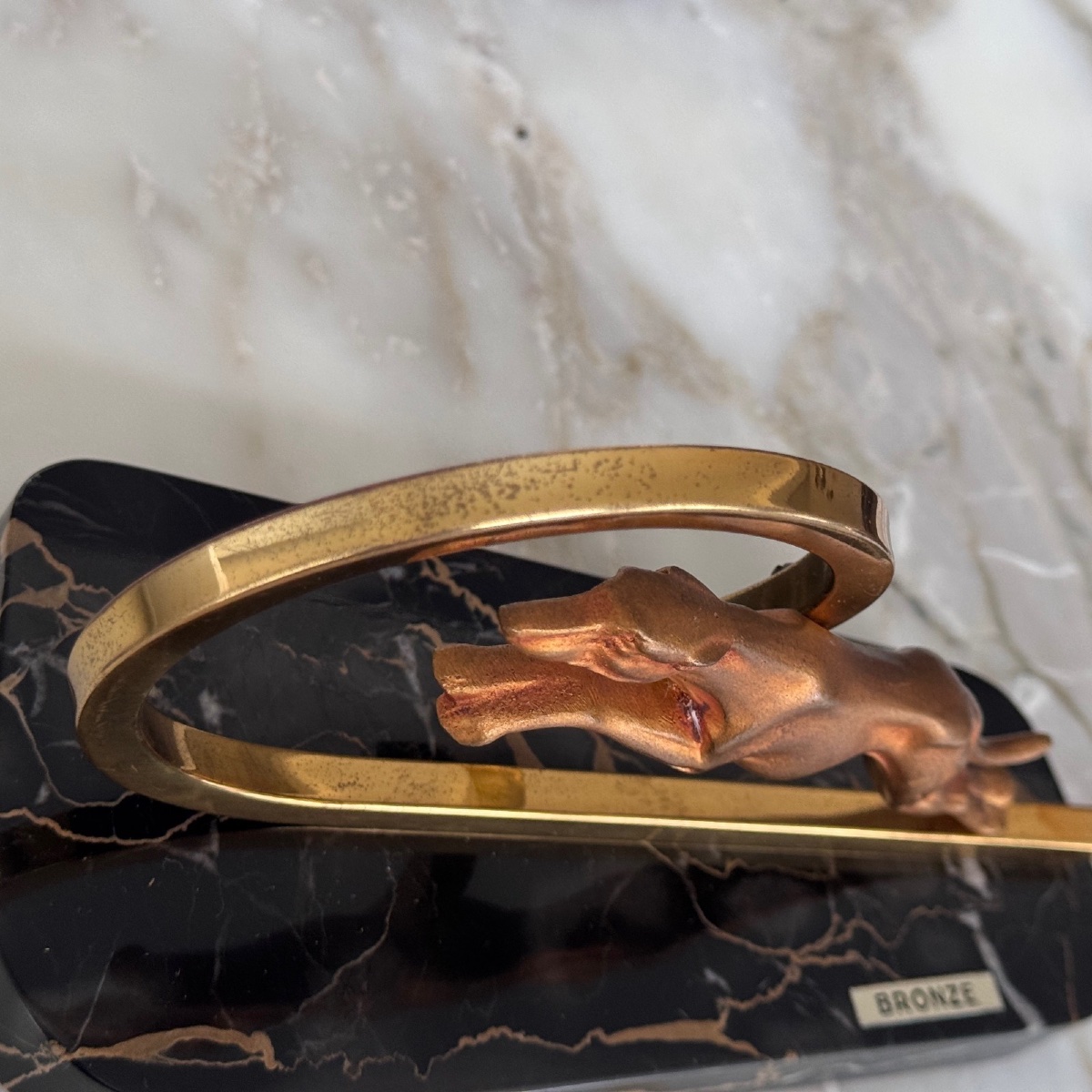 Paire de serre-livres Art Déco 1930 en bronze décor de lévrier -photo-4