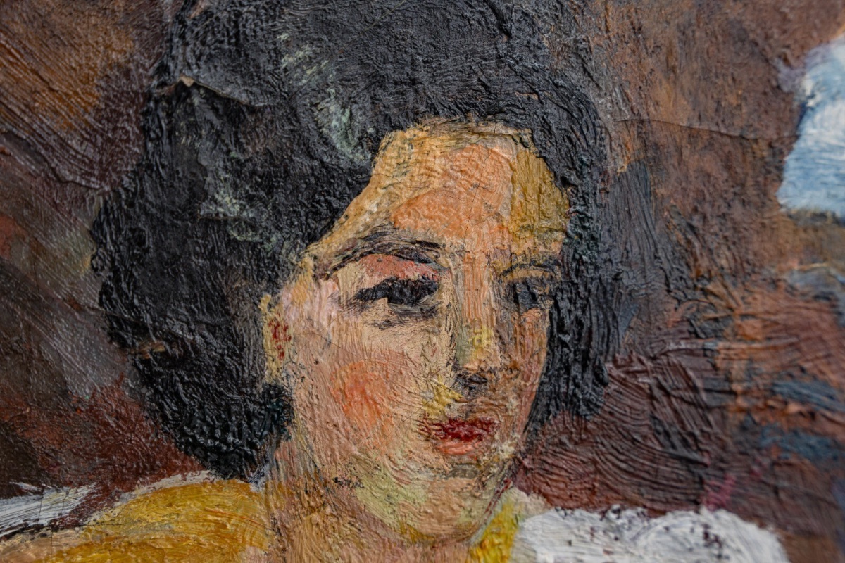 Huile sur toile scène de plage peintre chevalet -photo-5