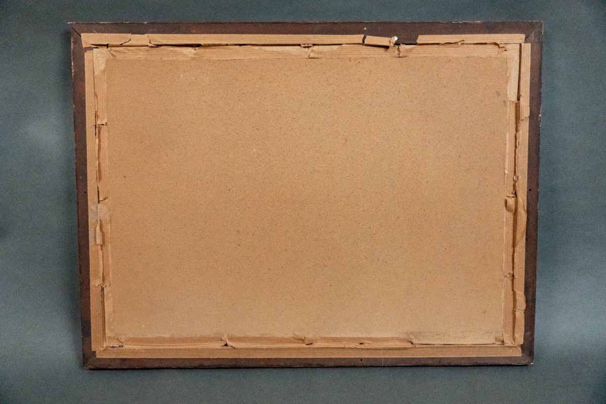 Eighteenth-century Drawing Of Horsemen Near A Bridge, Gilded Frame-photo-6