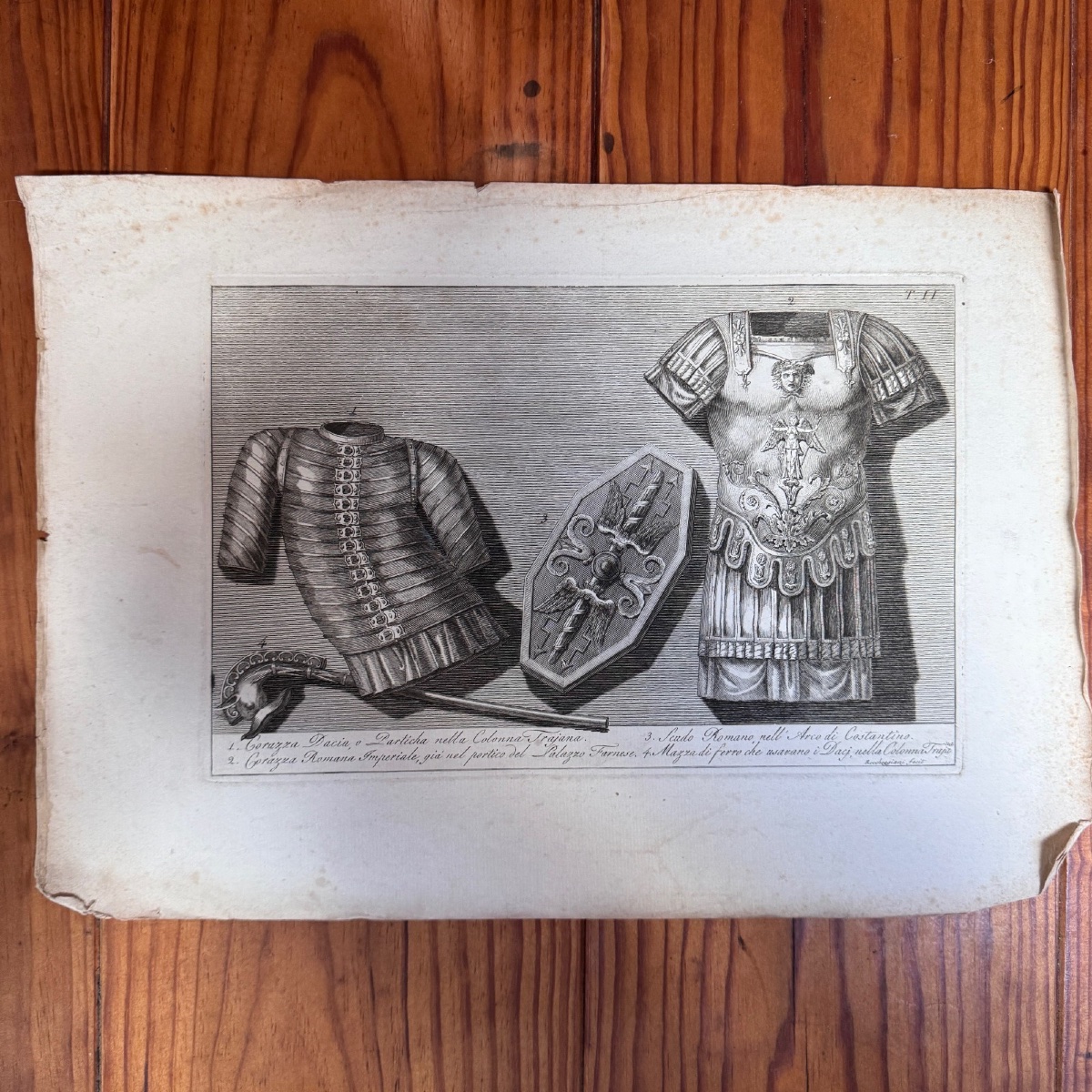 Early 19th-century Antique Engraving Roccheggiani Fecit Roman Armor-photo-3