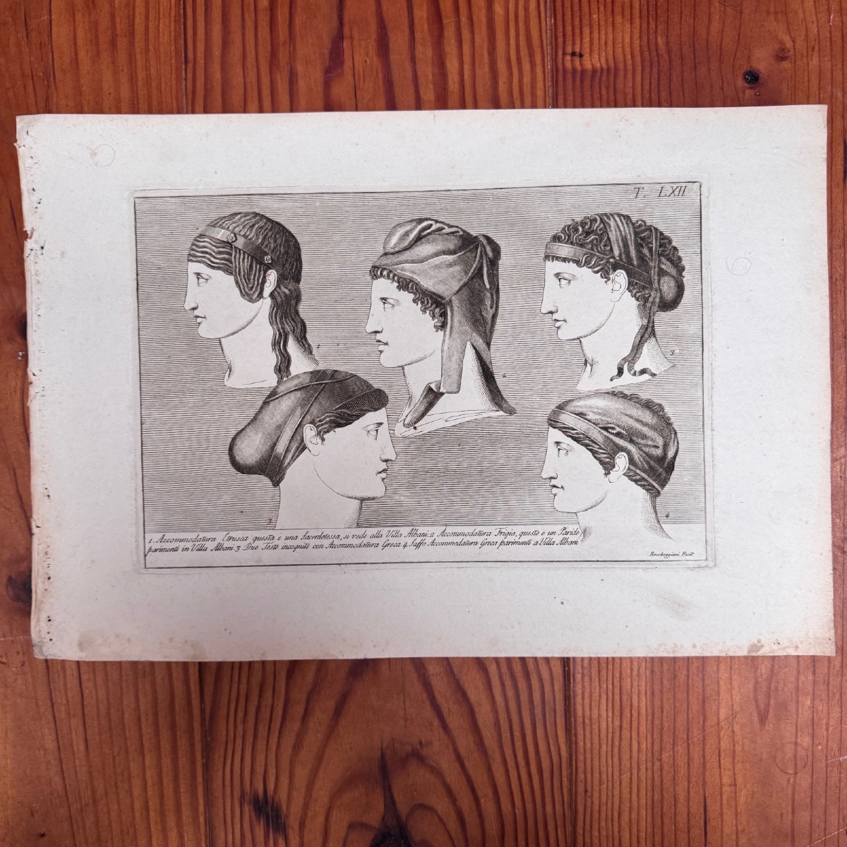 Gravure à l’Antique début XIXe cinq visages de profil Roccheggiani feci-photo-2