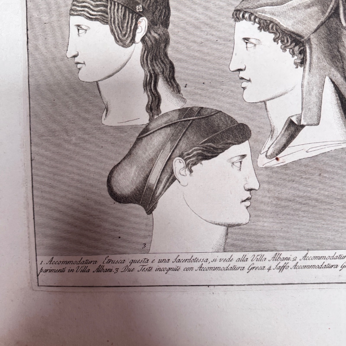 Gravure à l’Antique début XIXe cinq visages de profil Roccheggiani feci-photo-3