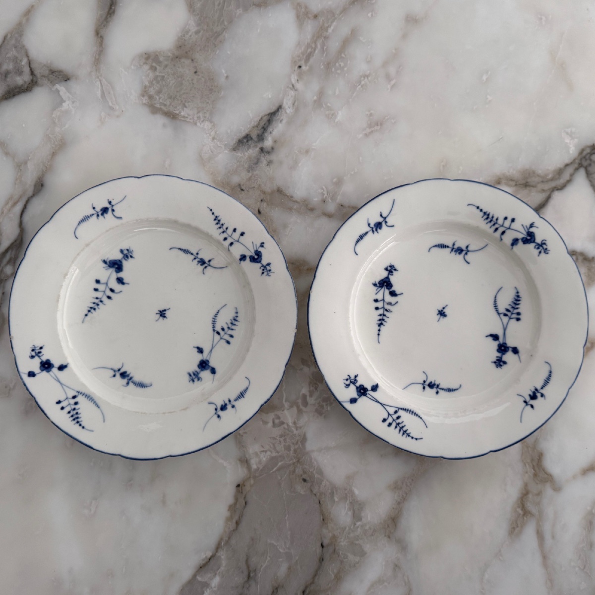 Pair Of 18th Century Chantilly Soft Porcelain Plates