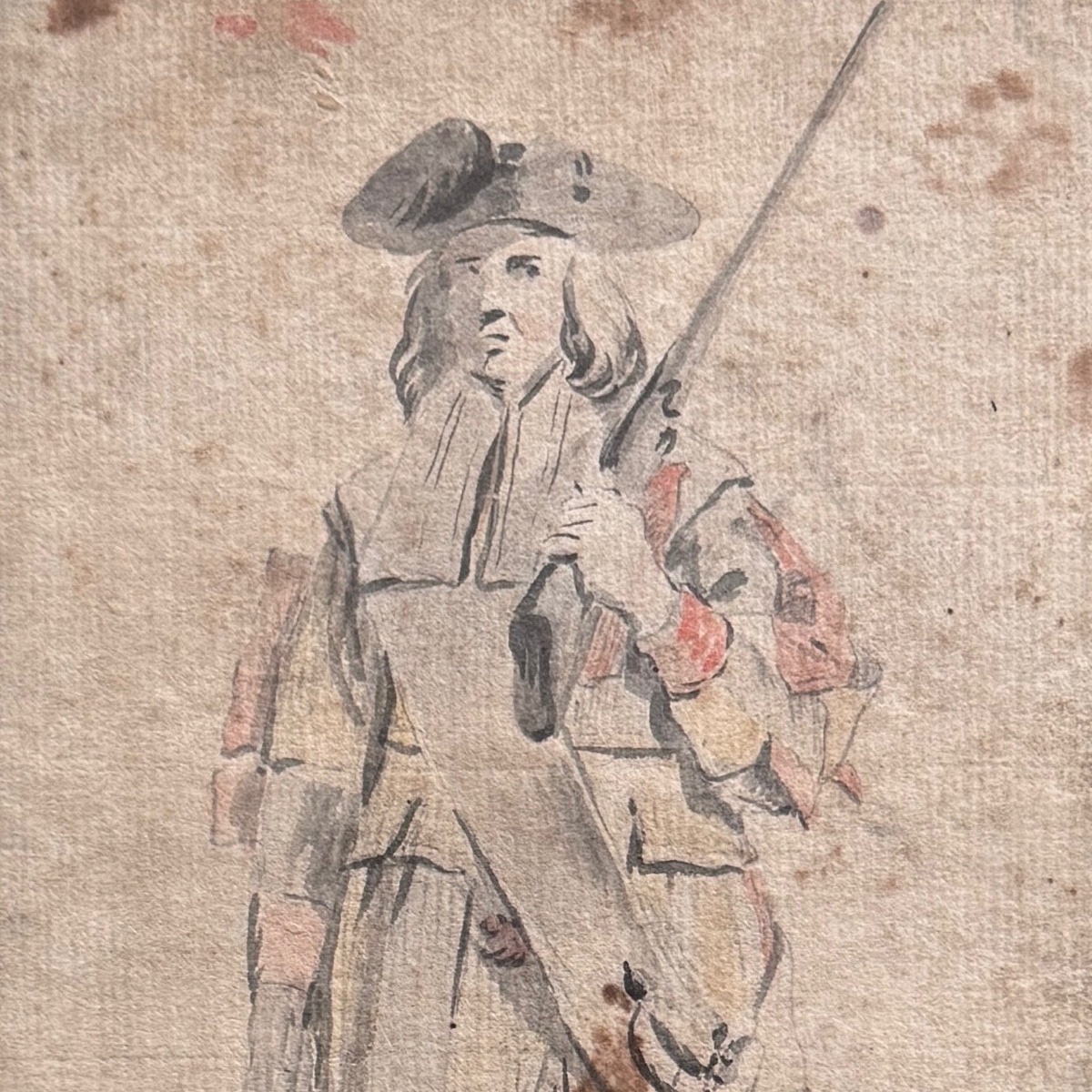 Dessin esquisse représentant un mousquetaire XVIIIe-photo-4
