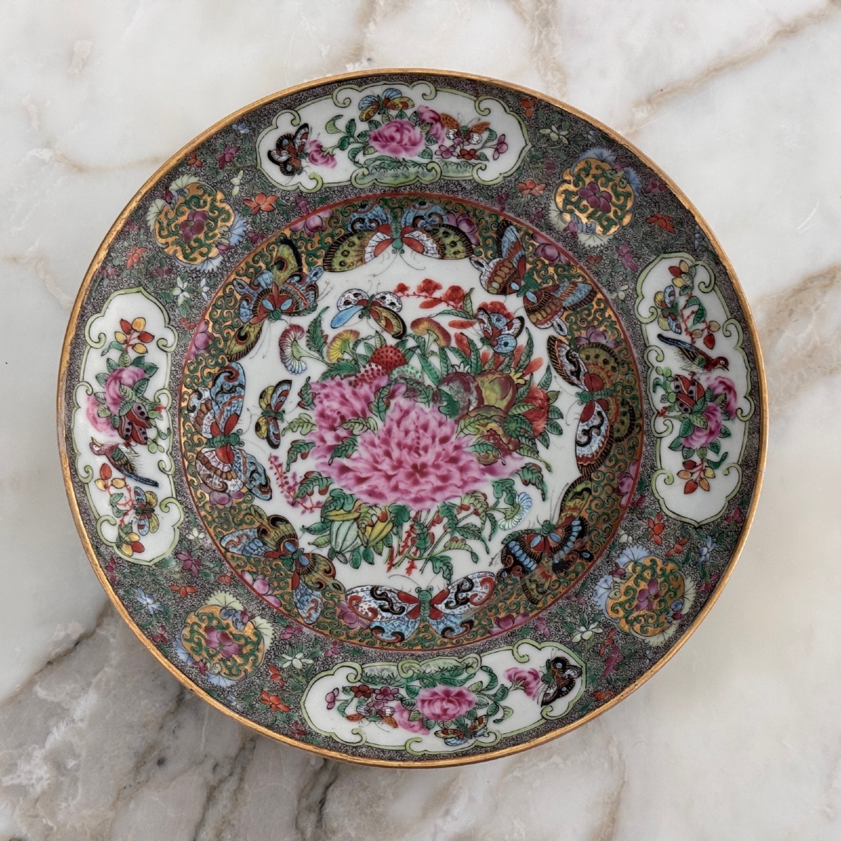 19th Century Chinese Plate With Floral And Butterfly Design
