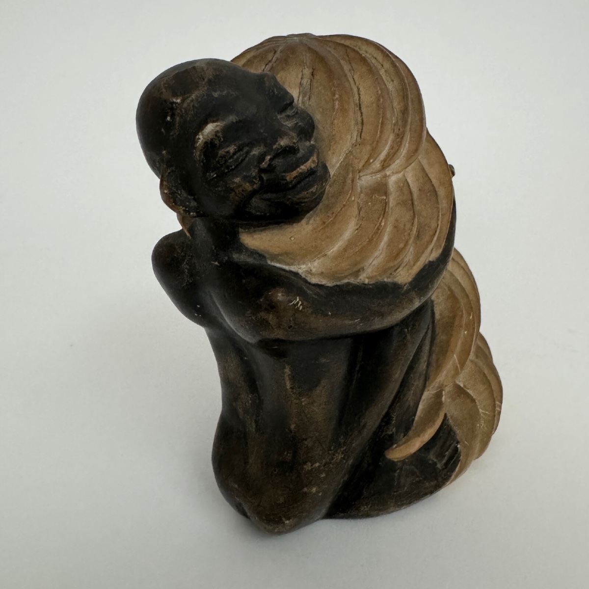 1930 Africanist Sculpture Of A Woman Holding A Bunch Of Bananas-photo-4